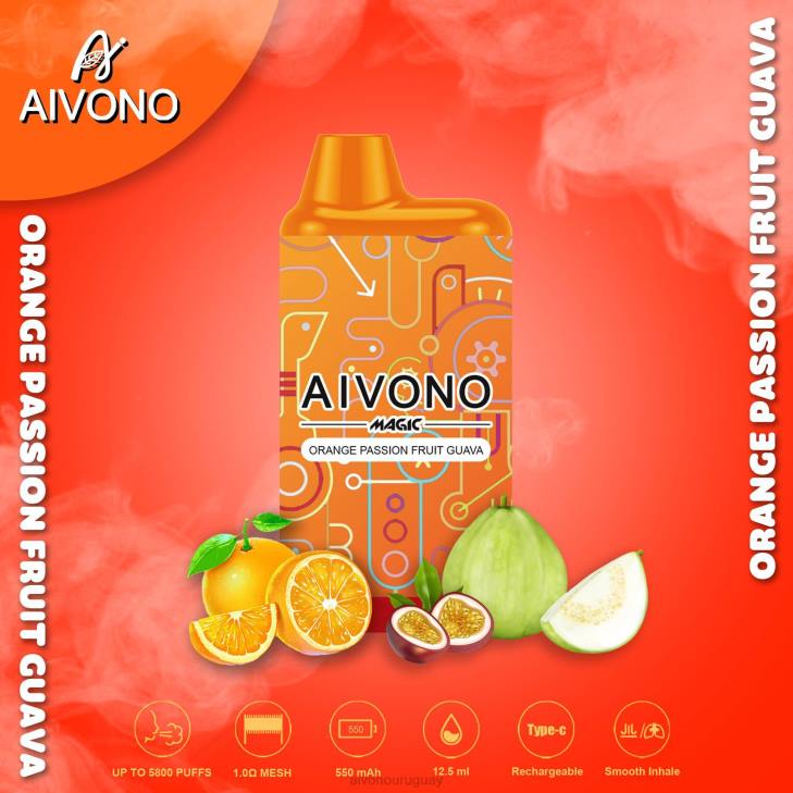 Aivono Uruguay - Aivono AIM MAGIC cigarrillo de caja de 5800 bocas naranja maracuyá guayaba 606690