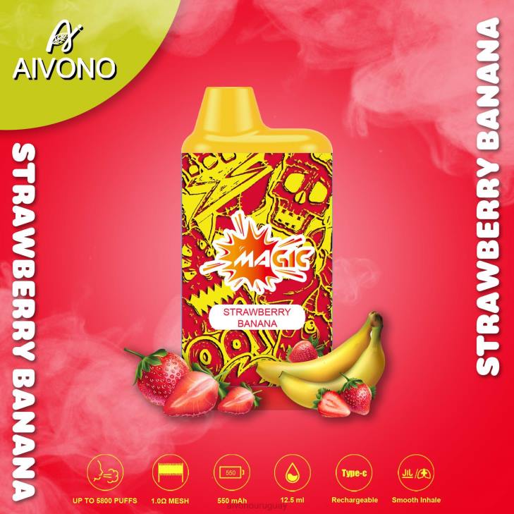 Aivono Uruguay - Aivono AIM MAGIC cigarrillo de caja de 5800 bocas plátano fresa 606693