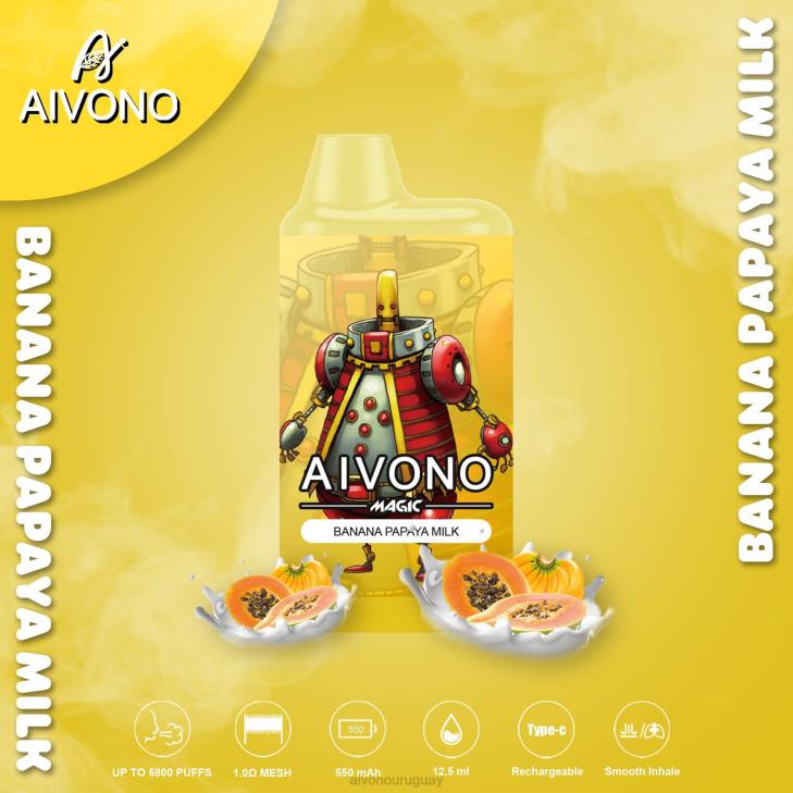 Aivono Vape Uruguay - Aivono AIM MAGIC cigarrillo de caja de 5800 bocas leche de plátano y papaya 606694