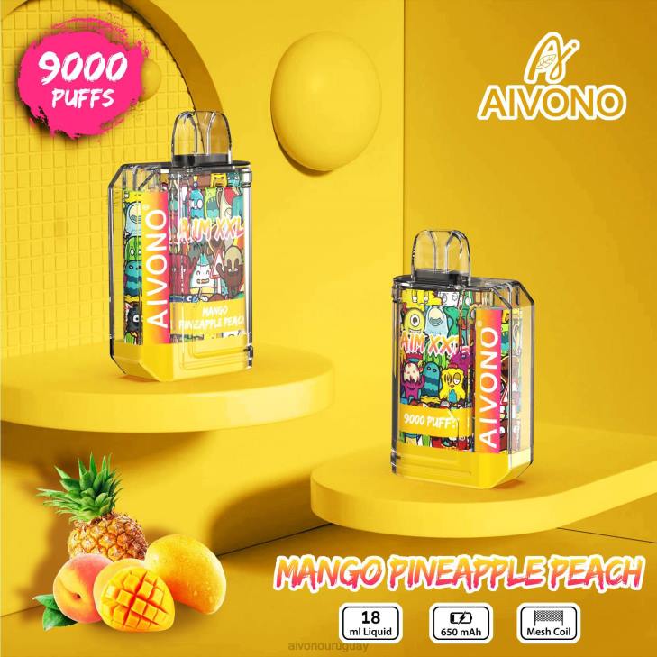 Aivono Vape Uruguay - Aivono AIM XXL 9000 pegatina boca transparente mango piña durazno 606649