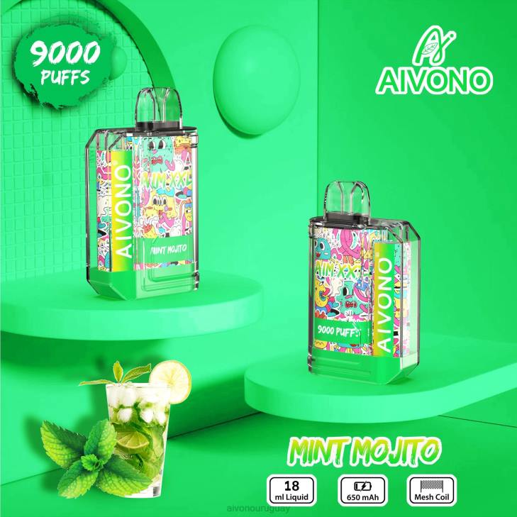 Aivono Vape Uruguay - Aivono AIM XXL 9000 pegatina boca transparente mojito de menta 606655